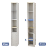 RASOO 72" Tall Narrow Bookcase Slim Storage Cabinet Freestanding Cabinet, 6-Tier Cube Display Rack CD DVD Slim Media Open Shelves Tower Rack, Narrow Bookshelf Display with Door and Adjustable Shelf RASOO