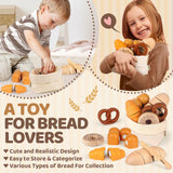 Wooden Play Food Bakery Toy Sets for Kids Kitchen Grocery Pretend Fake Food Accessories Playsets for Kids Ages 4-8 Birthday Gift for Boys Girls Educational Toys Airlab