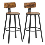 VASAGLE Bar Stools Set of 2, Bar Height Barstools with Back, Counter Stools Bar Chairs with Backrest, Steel Frame, Easy Assembly, Industrial, Rustic Brown and Black ULBC026B01V1 VASAGLE
