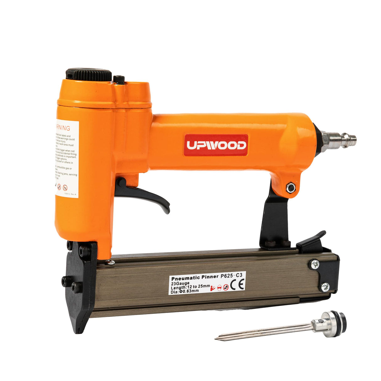 UPWOOD P625 Pneumatic 23 Gauge Headless Pin Nailer, 1/2-Inch to 1-Inch Leg Length Air Powered Micro Pinner for Furniture, Cabinets, Interior Decoration UPWOOD