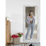 AAZZKANG Wall Mirror Full Length Rustic Wood Framed Floor Mirror 59"x24" Rectangle Large Full Body Mirror for Bedroom Living Room Entryway Dressing Room White AAZZKANG