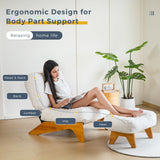 MAXYOYO Adjustable Accent Chair with Ottoman, Thick Cushion Seated Lounge Chair Reclining Chair for Living Room, Cozy Recliner and Footrest Set, Beige MAXYOYO