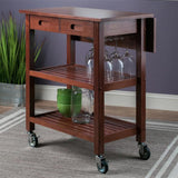 Winsome 94734 Jonathan 2 Drawer Rolling Kitchen Cart in Walnut Winsome