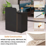 HEOTJUUQ Modern Reception Desk with Curved Privacy Panel & LED Light Strip, Lockable Drawers, 6 Color Options Front Counter Desk, Retail Checkout Counter for Salon, Office, Boutique(Black) HEOTJUUQ