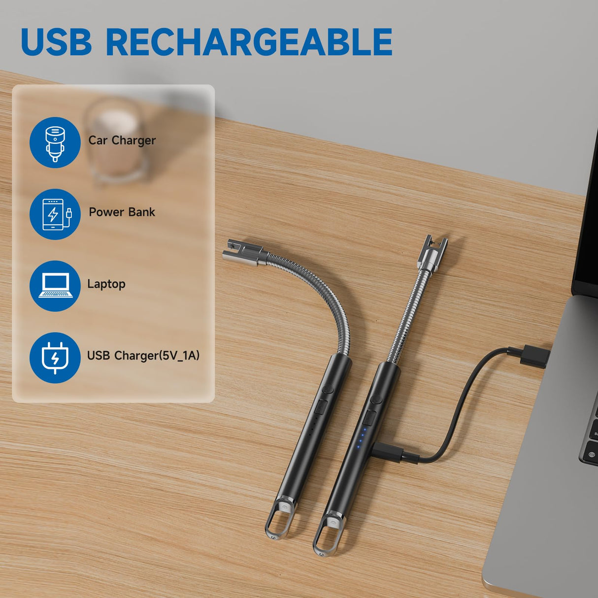 Flame bird 2 Pack Electric Candle Lighter Flameless Arc Windproof Flexible Long Neck USB Rechargeable Lighter for BBQ Grill Fireworks Camping. Flame bird