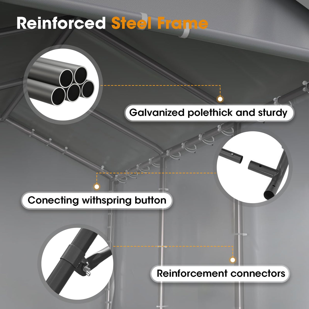 10×20 Carport Portable Carport Garage Heavy Duty with Sidewalls, Reinforeced Metal Frame, Waterproof Carport Canopy for Party Boat Cars and Storage (Grey) gaildon