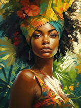 SKRYUIE 5D African Woman Diamond Painting Kits - DIY Diamond Art Kits for Adults African American, Full Round Drill - Crystal Cross Stitch - Adults Craft for Wall & Office Decor - 12x16 inch SKRYUIE