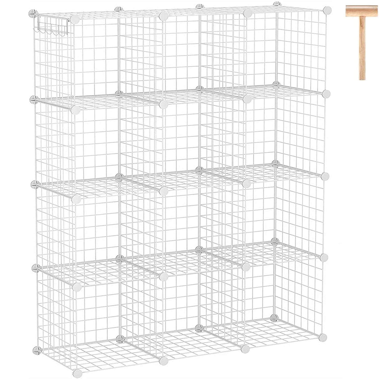 C&AHOME Wire Cube Storage, 12-Cube Storage Organizer Metal, C Grids Storage Bins Shelving, Modular Bookshelf Shelf, Closet Cabinet Ideal for Bedroom, Office 36.6”L x 12.4”W 48.4”H White C&AHOME