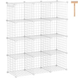 C&AHOME Wire Cube Storage, 12-Cube Storage Organizer Metal, C Grids Storage Bins Shelving, Modular Bookshelf Shelf, Closet Cabinet Ideal for Bedroom, Office 36.6”L x 12.4”W 48.4”H White C&AHOME
