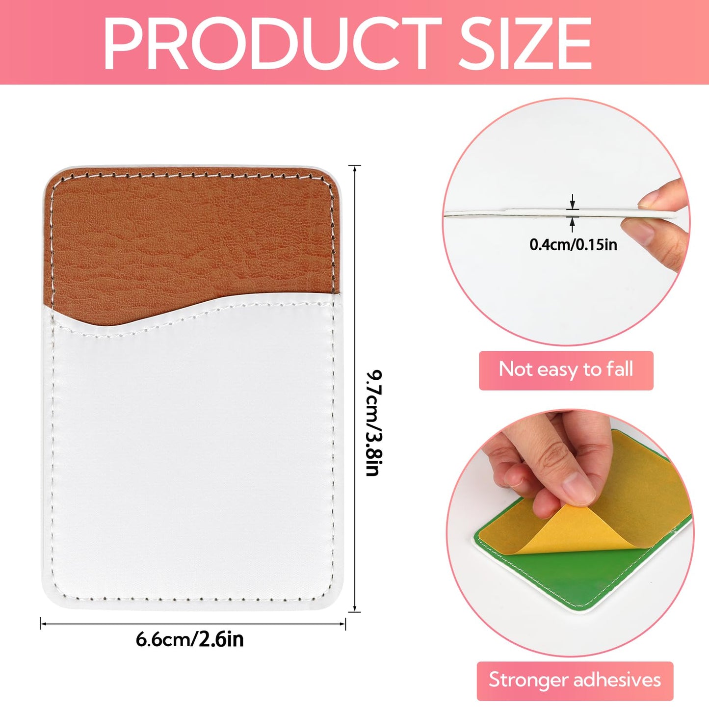 VZZNN 24 Pack Sublimation Blank Phone Wallet,PU Leather Phone Card Holder for Back of Phone,Phone Wallet Stick On,Credit Card Holder for Phone Case Compatible for Most of Cell Phone