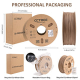 CCTREE Wood PLA Filament 1.75mm, 3D Printer PLA Plus(PLA+) with Real Wood Fiber Wood Texture Filament, Dimensional Accuracy +/- 0.02mm, 1kg Spool(2.2lbs), Fit Most FDM 3D Printers, Wood Walnut CCTREE
