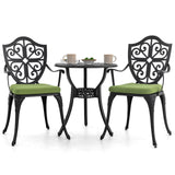 NUU GARDEN Outdoor 3-Piece Bistro Set with Cushions, Round 24 Inch Cast Aluminum Bistro Table with 2.17" Umbrella Hole, 2 Cast Aluminum Bistro Chairs, for Patio, Garden, Backyard and Balcony, Black NUU GARDEN
