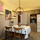 Farmhouse Orb Chandelier, Rustic Wood Chandelier for Dining Room, 4-Light Pendant Light for Kitchen Island Hallway Foyer Entryway Bedroom, Adjustable Height TOULMJ