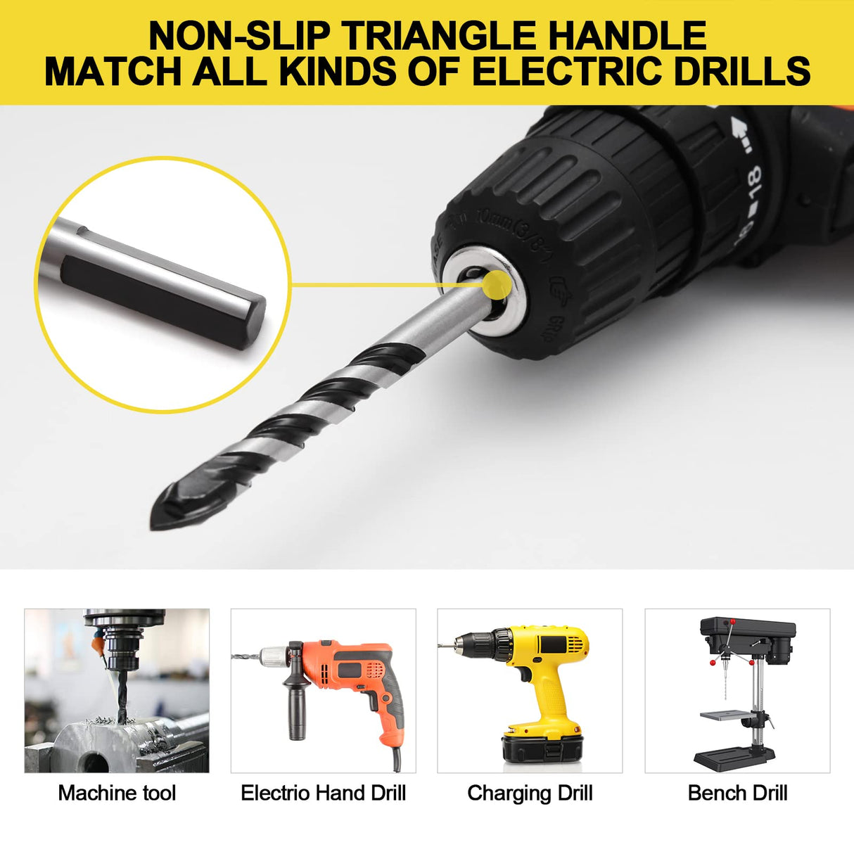 12-PCS Masonry Drill Bit Set & Concrete Drill Bit Set, 1/8 to 1/2 inch Professional Carbide Drill Bits Tip for Glass, Tile, Brick, Cement Concrete Plastic Wood etc. Masonry Drill Bits Set by DYRECELVE DYRECELVE