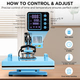 AKEYDIY Heat Press, 15x15 Shirt Press Machine with 30 OZ Tumbler Attachment, 8 in 1 Sublimation Shirt Printing hat and Mug Heat Press Digital Heat Press Machine for T Shirts/Tumbler/Mug/Cap/Plate AKEYDIY
