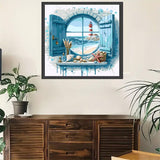 GEMFAMILY Beach Paint by Numbers Kit for Adults,Lighthouse Oil Painting Kit Adult Paint by Number Kits on Canvas,DIY Painting for Beginners Art by Numbers for Home Wall Decor 16x16 Inch GEMFAMILY