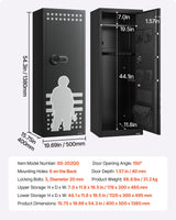 VEVOR 10-12 Gun Safe, Long Gun Cabinet for Rifles and Pistols, Quick Access Rifle Safe with 4 Pistol Pockets and 3 Adjustable Racks, Large Digital Cabinet with Key and Password Lock VEVOR