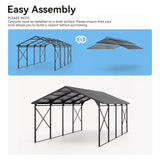 Kurapika 12x22 FT Metal Carport with Reinforced Base Outdoor Heavy Duty Car Port with Galvanized Steel Roof, Garage Car Shelter, Multi-Purpose Carports for Car, Truck and Boats Kurapika