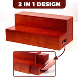 Alytree Expandable Liquor Bottle Display Shelf,2 Pack bar Shelves for Liquor Bottles, 2 Tier bar Bottle Display Shelf, Real Wood Liquor Shelf for Home Bar Alytree