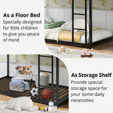 INCLAKE Twin Over Twin Bunk Bed, Heavy Duty Metal Bunk Bed Frame with Built-in Ladder and Safety Guard Rail, Low Bunk Bed for Teens Adults, Noisy Free & No Box Spring Needed, Black INCLAKE