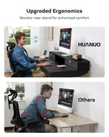 HUANUO 55 x 30 inch Electric Standing Desk with 4 Drawers, Adjustable Height Sit Stand Home Office Desk with Two Tiers, Ergonomic Adjustable Stand up Desk with Monitor Stand, Black HUANUO