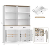 HOSTACK 69" Tall Book Shelf and Bookcase, 47" Wide Bookshelf with Doors and Drawers, 6 Tier Large Wood Bookcases with Storage Cabinet, Modern Farmhouse Display Shelf for Living Room, Office, White HOSTACK