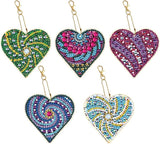 LUSandy 5pcs DIY 5D Heart Diamond Painting Keychain Kits Double Sided Full Drill Special Shape Heart Diamond Art Key Chain Key Ring Set for Backpack Shoulder Bag Accessories Adults LUSandy