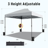 Vibemo Canopy Tent 10x10, 1-Person Setup Pop Up Canopy Tent with Roller Bag, 3 Adjustable Height, 4 Sandbags, 8 Stakes, 4 Guylines, Waterproof and UPF50+ Sun Protection Outdoor Canopy for Party，Beach Vibemo