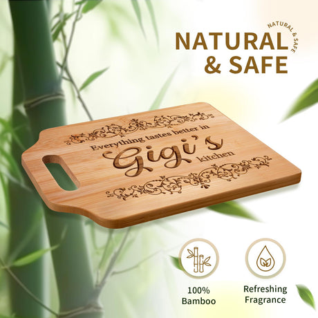 AceThrills Gigi Gifts for Grandma - Engraved Bamboo Cutting Board 12.3"L × 8.7“W × 0.4"Th - Gifts for Gigi, Birthday Gift for Gigi from Grandkids Granddaughter Grandson AceThrills