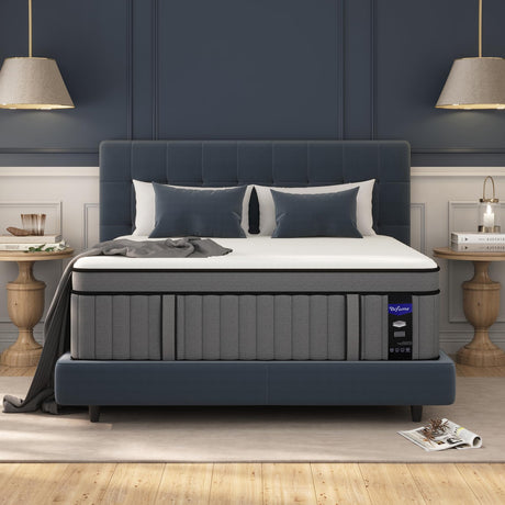 DIFAME California King Size Mattress,Upgrade Strengthen 12 Inch Hybrid California King Mattress in a Box,Mattress Cal King Size with Memory Foam and Independent Pocket Spring,Medium Firm DIFAME