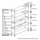Anynice Industrial Bookshelf, 5-Tier Pipe Shelf, Wall Mounted Bookcase for Home and Office (Weathered Brown, 48" L x 11.8" W x 70" H) Anynice