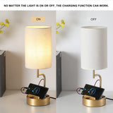 Dreamholder Table Lamp with 3 USB Charging Ports, Modern Desk Lamp with AC Outlet and Phone Stands, Perfect Bedside Lamp for Bedroom, Living Room, Office (Pack of 2), Gold Dreamholder