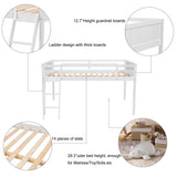 Merax Low Loft Bed: Wooden loftBed with Ladder, Low Loft with Full Guardrail,Ladder can be Placed on The Left or Right, Full Size,White Merax