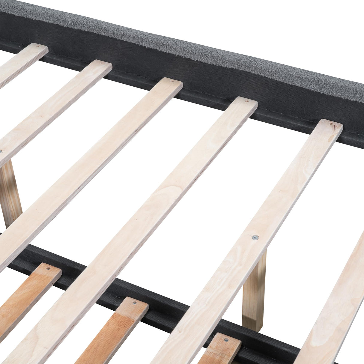 Favfurish Teddy Fleece Queen Size Upholstered Platform Bed with Trundle & LED Lights, Wooden Bedframe,No Box Spring Needed, w/Wood Slat Support,for Bedroom,Guest Room, Gray Favfurish