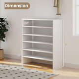 COSTWAY 6-Tier Shoe Rack, Extra Wide Shoe Shelf Organizer with Stackable Design, 31" Freestanding Storage Shoe Stand for Small Space Entryway Hallway Closet (White) COSTWAY
