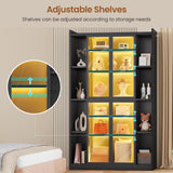 SEDETA 71" Display Cabinet with Acrylic Glass Doors, 6 Tier Display Cases for Collectibles, Curio Cabinet with LED Lights, Tall Bookcase with Adjustable Shelves, Black SEDETA