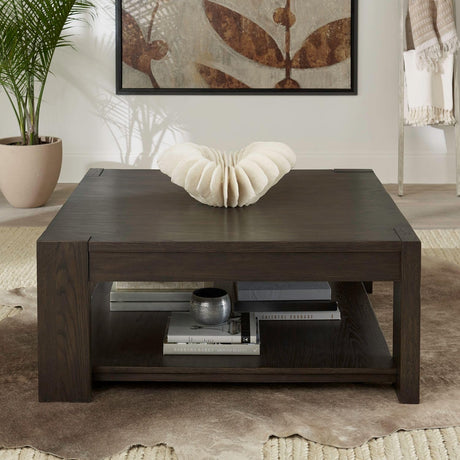 Liberty Furniture Lennox Hill Living Room Oversized Square Cocktail Table - Bark LIBERTY FURNITURE INDUSTRIES, INC.