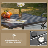 MELLCOM 5 Pcs Outdoor Dining Set, 4 Swivel Rocker Chairs with Thick Cushions & Square Dining Table with Umbrella Hole, Patio Furniture Set for Porch, Beige MELLCOM