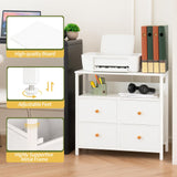 Yoobure Night Stand with Charge Station, Nightstand with 4 Drawers Bedside Table, LED Dresser with Storage Shelf, Night Stands for Bedroom, Side Table 3-Tier Wood End Table for Home, Office White Yoobure