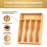 Umilife Bamboo Kitchen Drawer Organizer, 9 Inch Silverware Utensils Tray Holder for Small Drawer, Wood Caddy for Flatware Cutlery Knives Umilife
