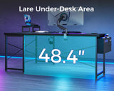 ODK L Shaped Desk, 66" Computer Corner Desk, Gaming Desk, Home Office Writing Desk with Monitor Shelf, Space-Saving Workstation Desk, Modern Simple Wooden Table, Easy to Assemble, Black ODK