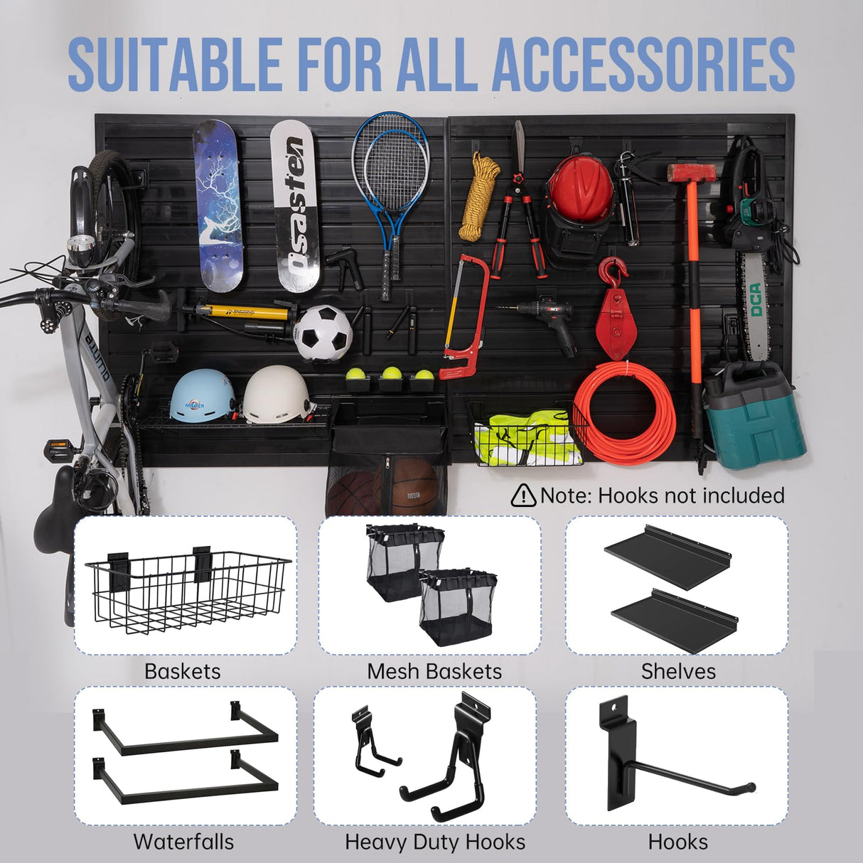 Slat Wall Paneling Garage Slat Wall Storage Systems Garage Wall Organizer, Slatwall Panels 4'x 8' Black Slat Board PVC Wall Panels Slatwall Displays Garage Tool Organizer Wall Mount Slate Wall HODURWALL