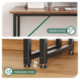 Huuger Computer Desk, 55 Inch Office Desk, Gaming Desk with Storage, Writing Desk Work Desk for Home Office, Study, Modern Simple Desk, Large Legroom, Metal Frame, Rustic Brown Huuger