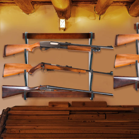 RattanView 2 Pcs Gun Racks Wood Display Rifle Rack Gun Storage Holder Wall Mount for Home or Garage RattanView