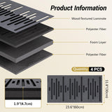 TONOR 4-Pack Acoustic Wood Wall Panels, 23.6” * 11.8” * 1.9” 3D Self-adhesive Wall Panel, Three-layer Soundproof Tiles for Echo Absorbtion, Acoustical Barrier of Polyester Fiber, wood, Black Wood TONOR