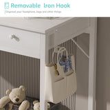 Lufeiya White Makeup Vanity Desk with Mirror and Lights, 40 inch Make Up Vanity Desks with Fabric Drawers & Power Outlet, Dressing Table and Chair Set for Girls Bedroom, White Lufeiya