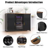 GDLF Large Coffee Bar Cabinet with Fridge Space, Mini Fridge Cabinet with Wine Storage, Buffet Sideboard Table for Home, Fluted Modern Design,53.2" L GDLF