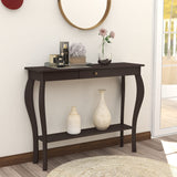 ChooChoo Narrow Console Table with Drawer, Chic Accent Sofa Entryway Table with Shelves for Entryway, Living Room, Hallway, Espresso ChooChoo