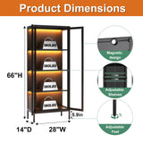 TIMELESS PIECES 66" H Glass Display Cabinet 4-Tier,Lighted Display case,Curio Cabinet with Glass Doors and Adjustable Shelves,Display Shelf for Collectibles,Living Room TIMELESS PIECES