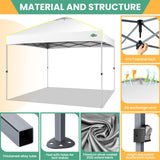 COBIZI 10x10 Pop Up Canopy Tent, One Push Setup Glow Outdoor Tent with 4 Sidewalls, 3 Adjustable Height, Air Vent,Waterproof UPF50+, Bag, Sandbag, Stake, Rope for Wedding, Commercial, Party, White COBIZI